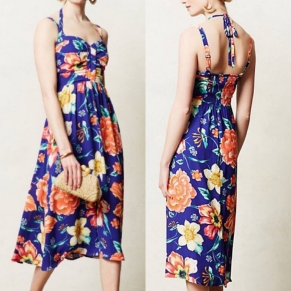 Moulinette Soeurs Anthropologie Sz 8 Floral Annona Dress